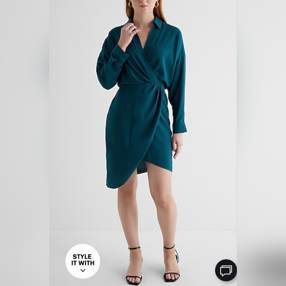 ✨️Final Price✨️NWT Sz M Teal Express Asymmetrical Portofino Dress